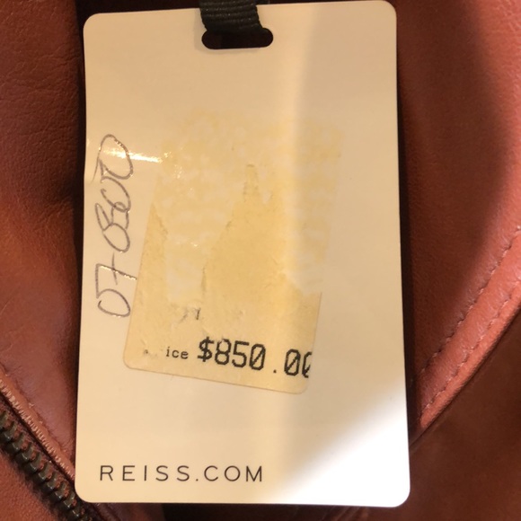 Reiss Cognac Brown Banksy Leather Biker Jacket - Picture 11 of 12